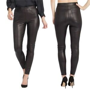 SPANX Black Leather Like Skinny Pull On Pants Vegan Faux 20282Q Size 2X P